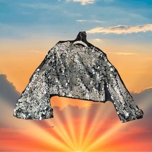 Zara sequin bell sleeve top